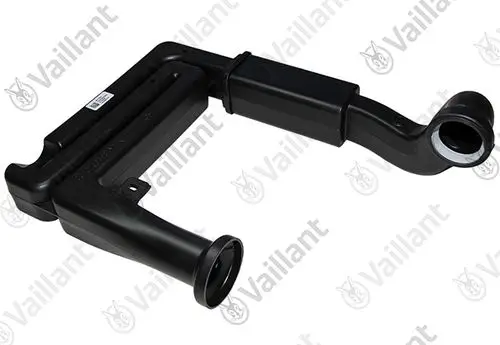 Vaillant Frischluftrohr, schwarz, mit zwei Öffnungen an den Enden. Das Produkt hat eine rechteckige Form und könnte in Heizsystemen eingesetzt werden.